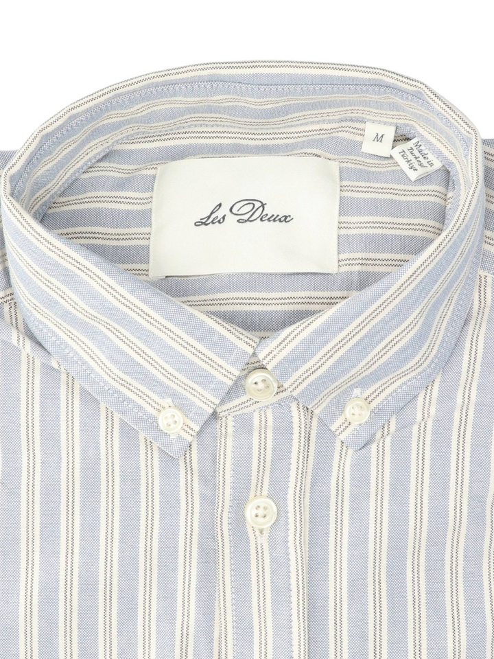 Blauw/wit gestreept katoenen hemd (regular fit) met lange mouwen Les Deux 