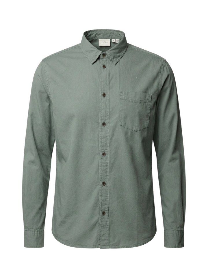 Groen katoenen hemd (regular fit) met lange mouwen Les Deux