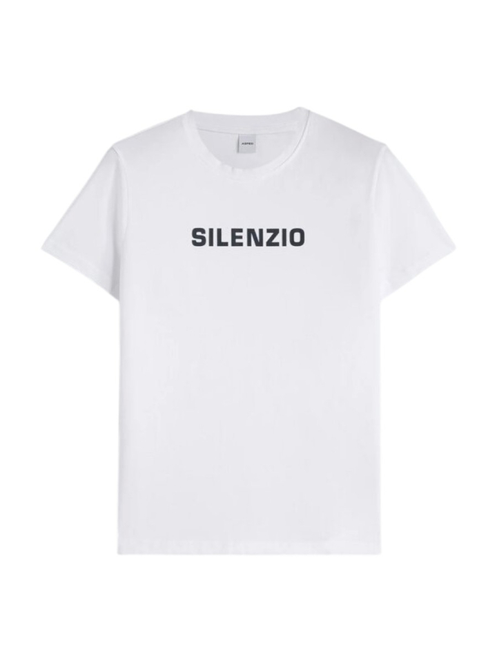 Witte T-shirt met opschrift Aspesi