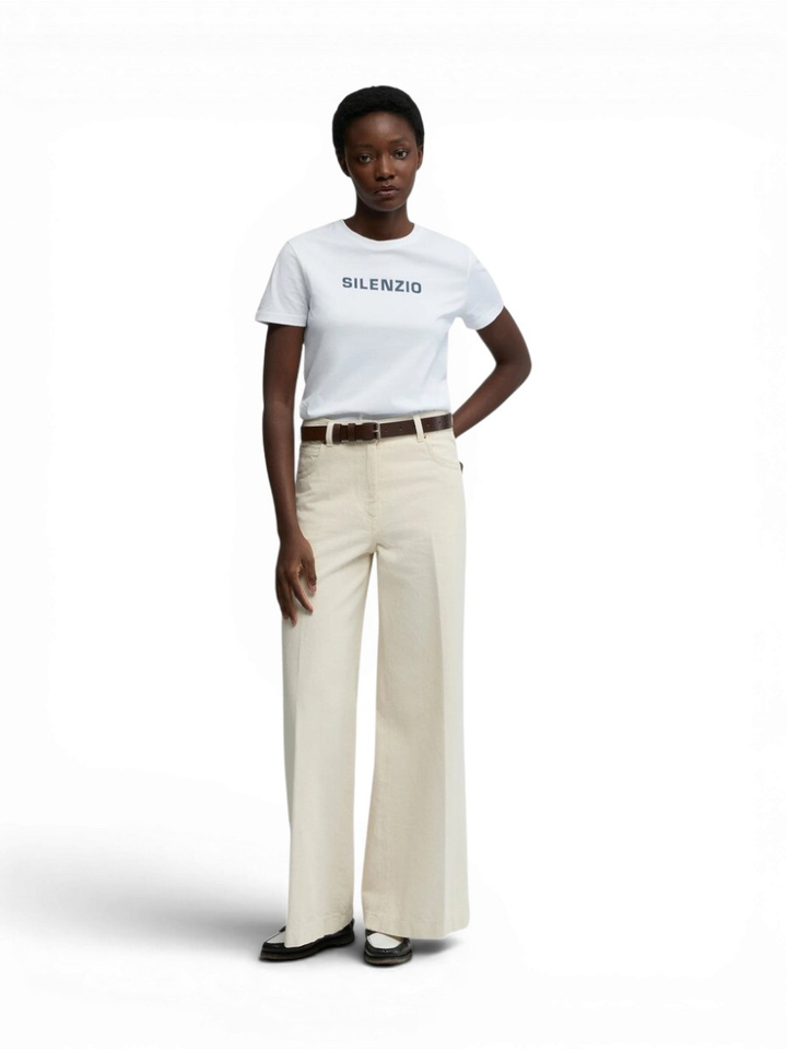 Witte T-shirt met opschrift Aspesi