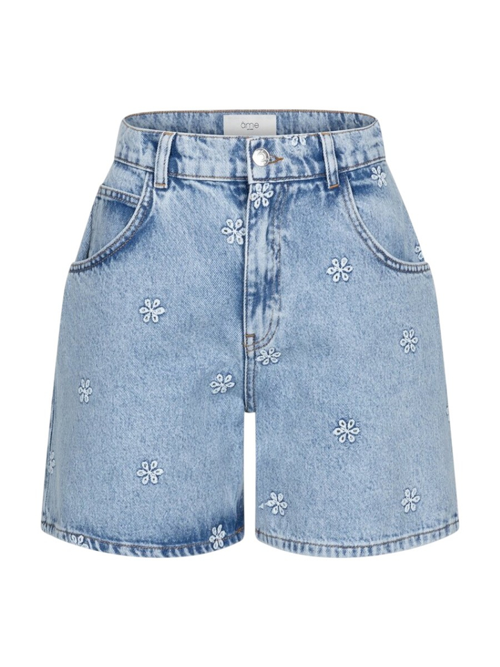Denim short met bloemendetail Nanny Ame