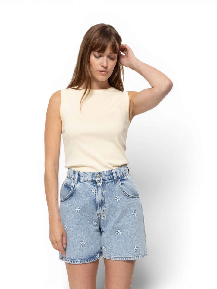 Denim short met bloemendetail Nanny Ame