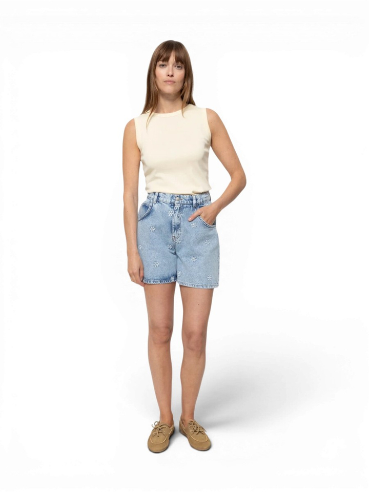Denim short met bloemendetail Nanny Ame
