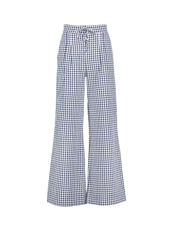 Blauwe broek met ruit motief Flora Bad Habits 