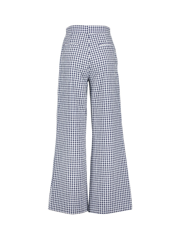 Blauwe broek met ruit motief Flora Bad Habits 