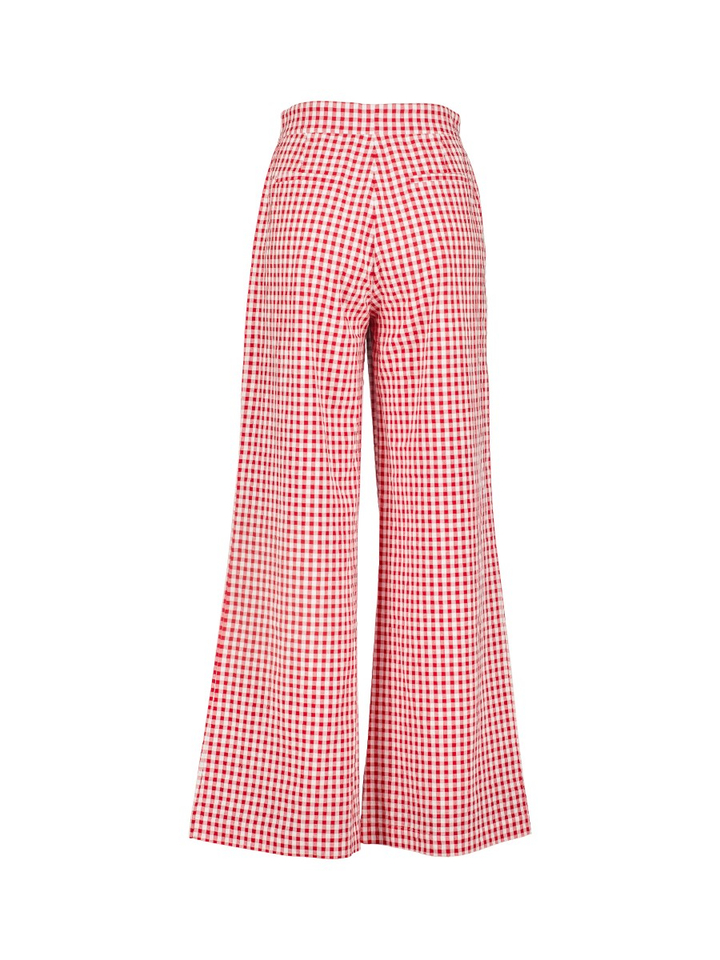 Rode broek met ruitmotief Flora Bad Habits 