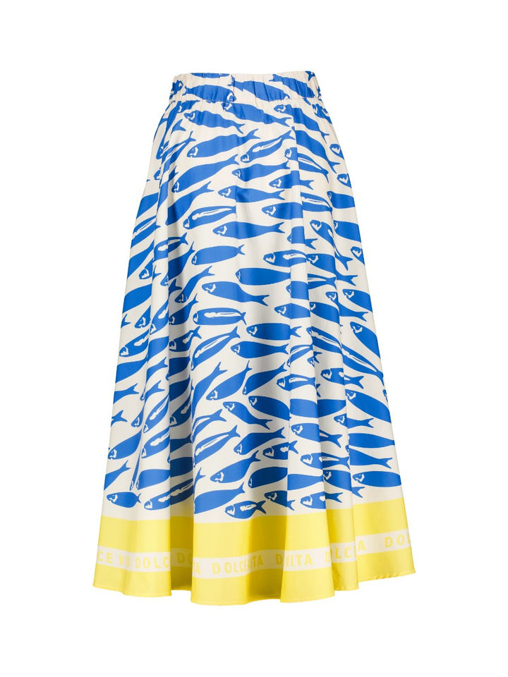Witte lange rok met blauwe print Vila 