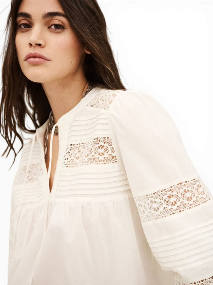 Beige bloes gehaakte detail Nami BA&SH