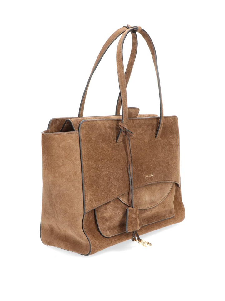 Chocolade handtas Flap suede L Hidesins