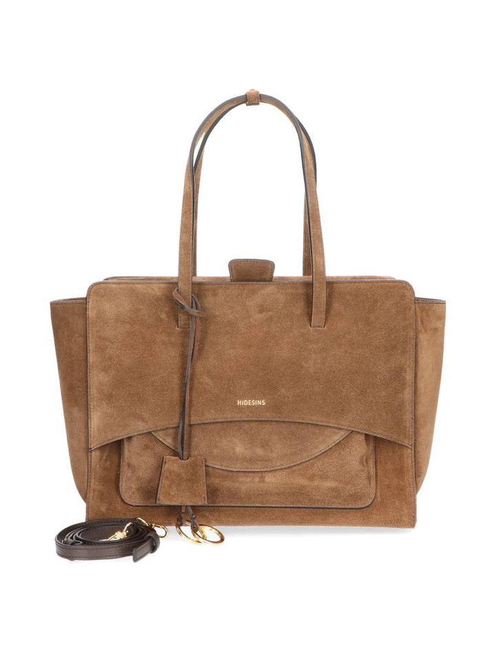 Chocolade handtas Flap suede L Hidesins