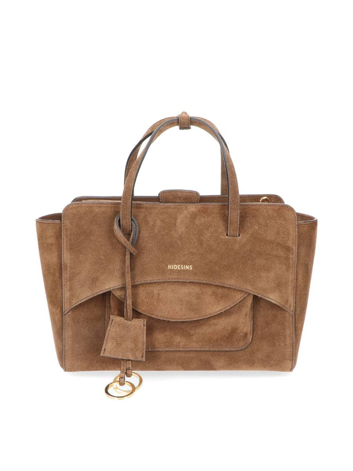Chocolade handtas Flap suede medium Hidesins 