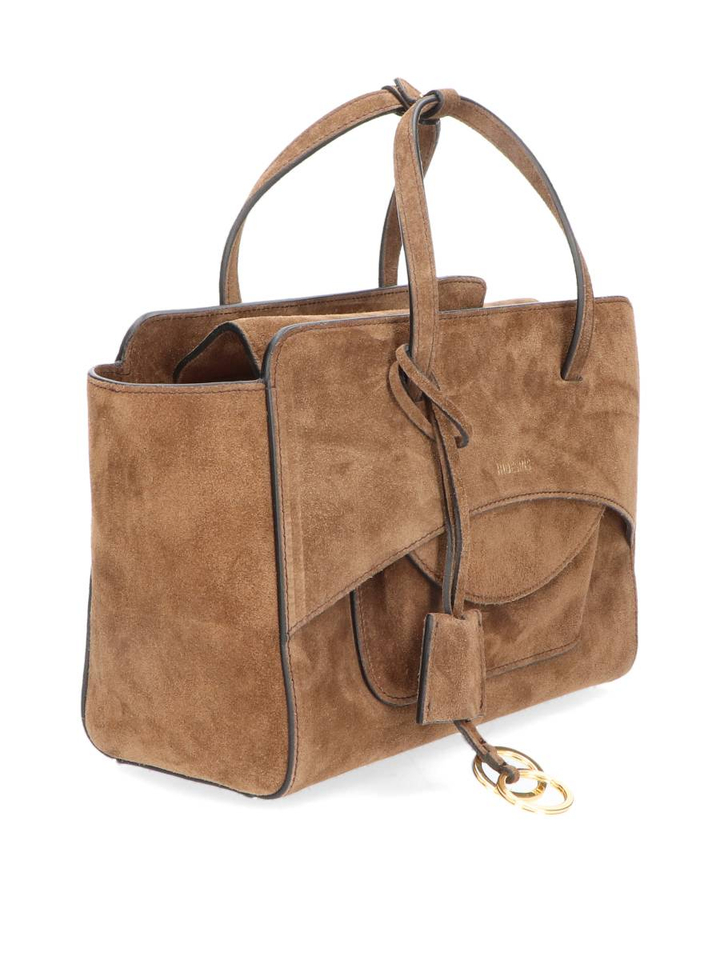 Chocolade handtas Flap suede medium Hidesins 