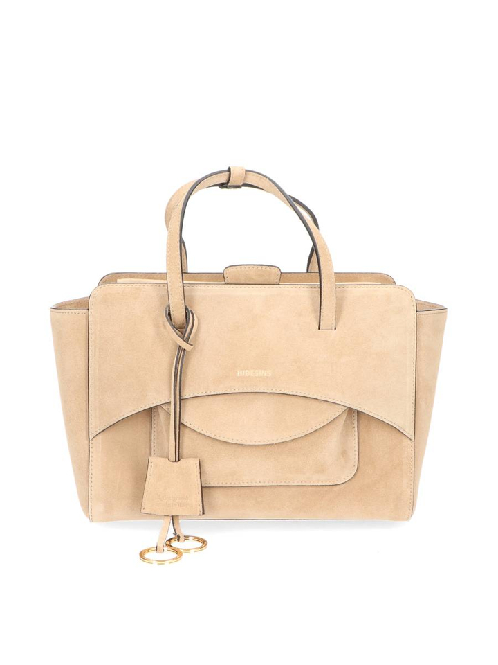 Camel handtas Flap suede medium Hidesins 