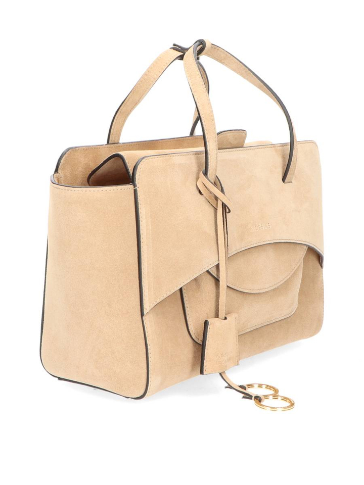 Camel handtas Flap suede medium Hidesins 