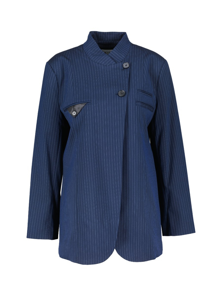 Donkerblauwe gestreepte blazer Haute L'amite