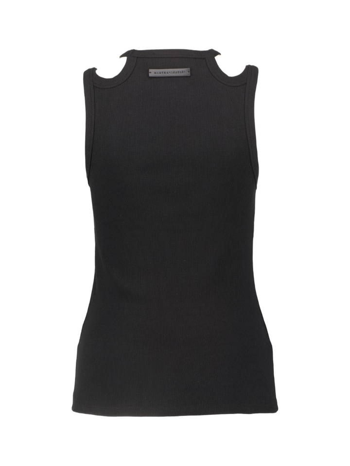 Zwarte top in ribbel met open schouder Haute L'amitie 