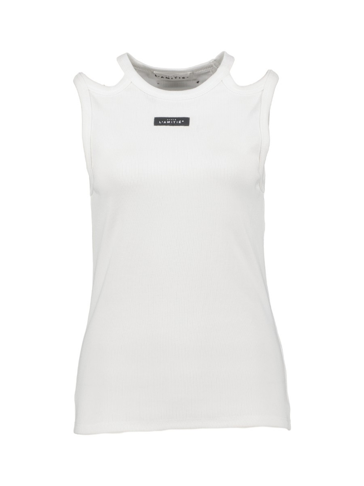 Witte top in ribbel met open schouder Haute L'amitie 