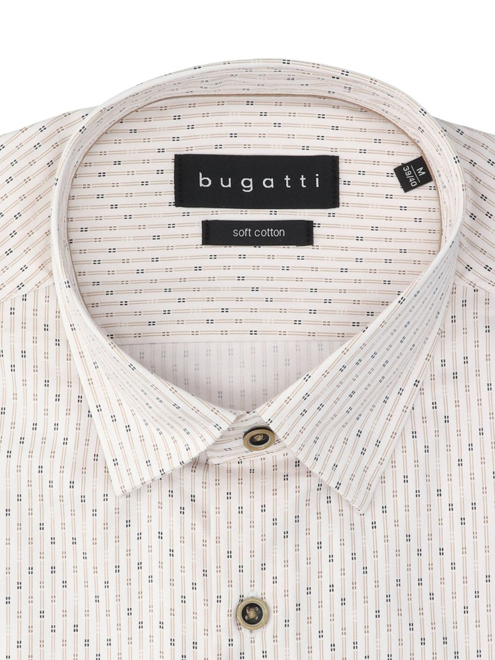 Beige katoenen hemd (slim fit) met details en lange mouwen Bugatti 