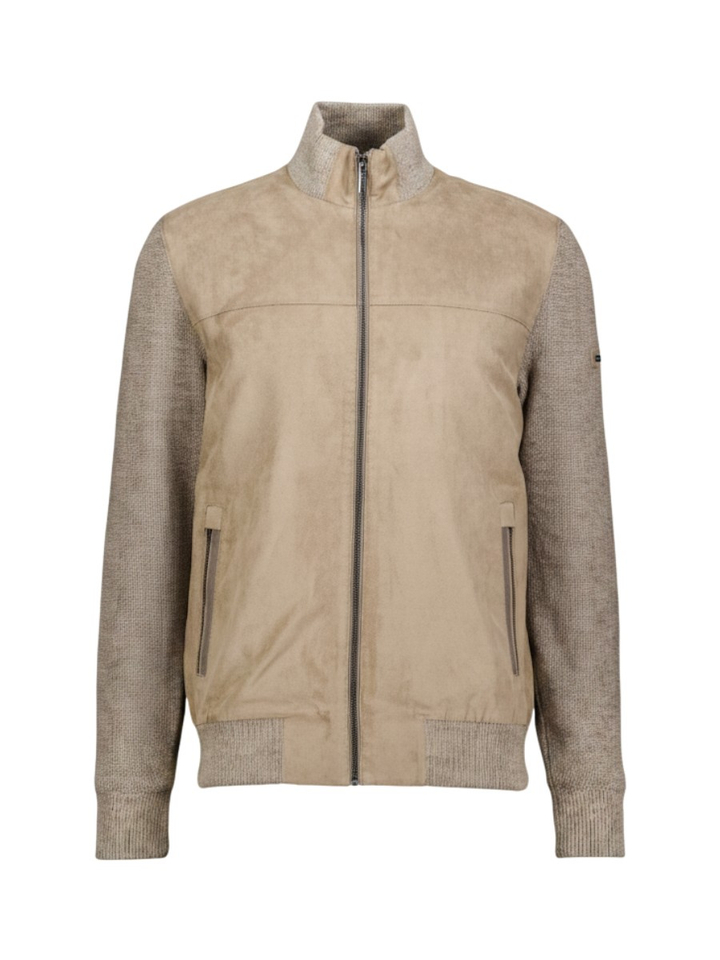 Beige Hybride jack met suèdelook voorpand en gebreide mouwen Bugatti