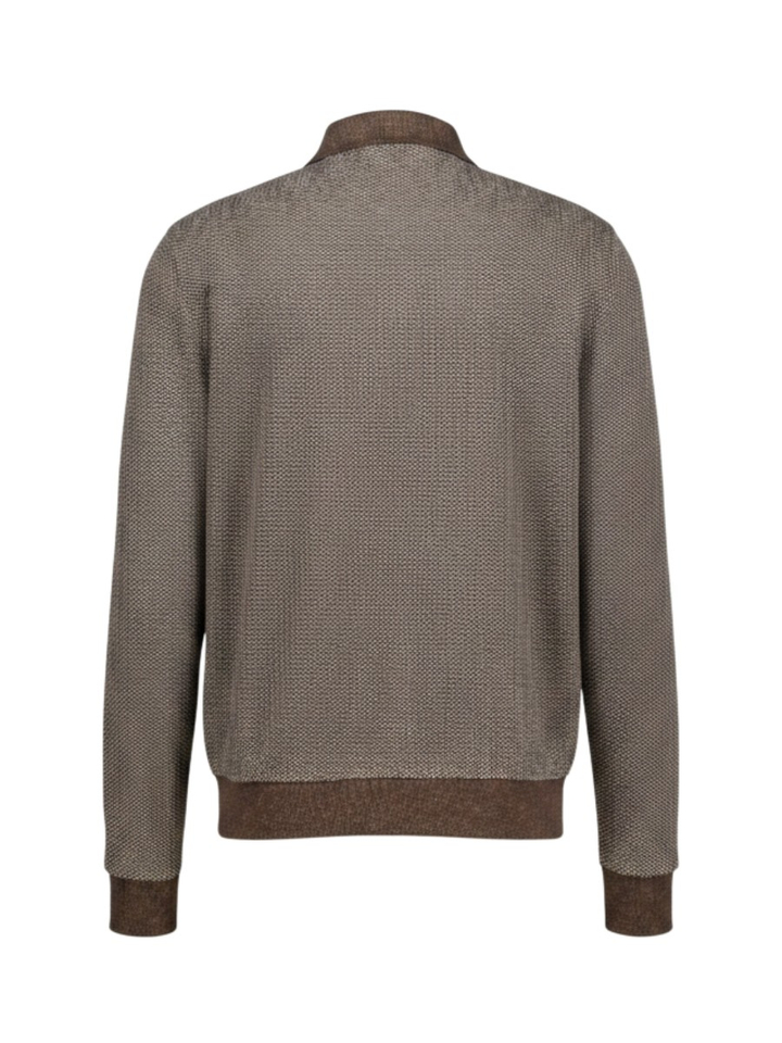 Donkerbruine longsleeve polo Bugatti 
