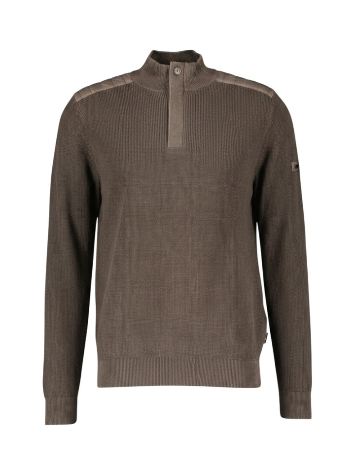 Donkerbruine gebreide half zip trui Bugatti 