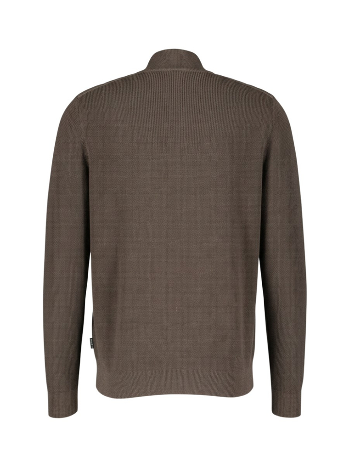 Donkerbruine gebreide half zip trui Bugatti 