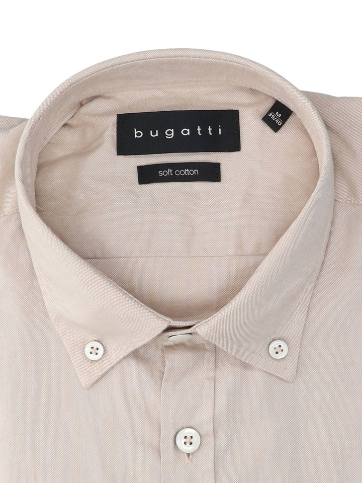 Beige zacht katoenen hemd ( regular fit) met lange mouwen Bugatti