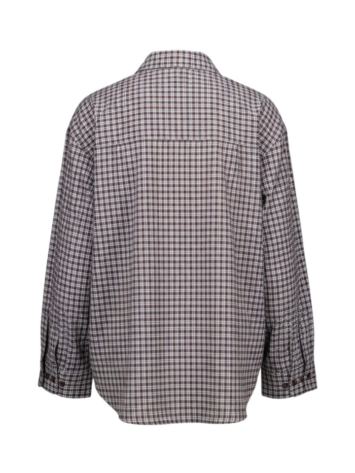 Bruin-blauwe geruite blouse Co'Couture