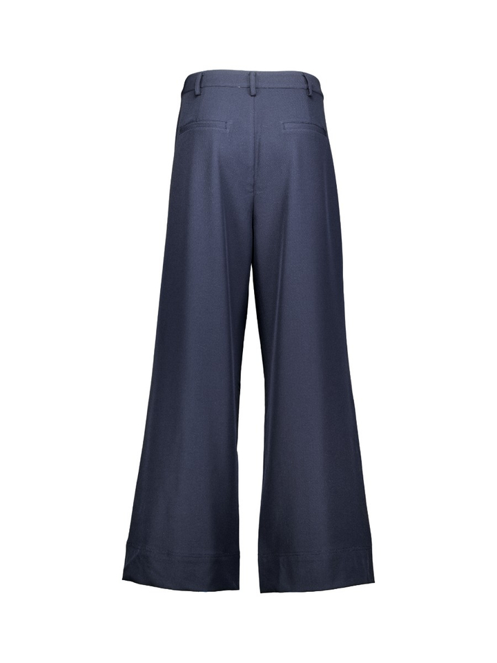 Navy blauwe wijde broek met bandplooien Co'Couture