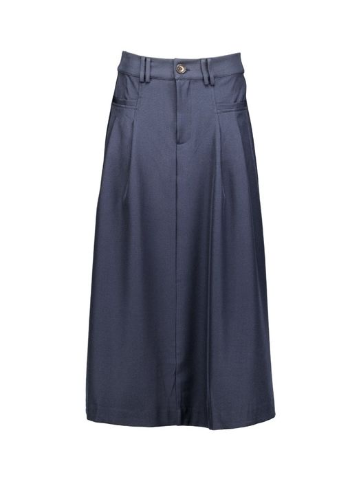 Navyblauwe geplooide midi-rok met asymmetrische zoom Co'Couture