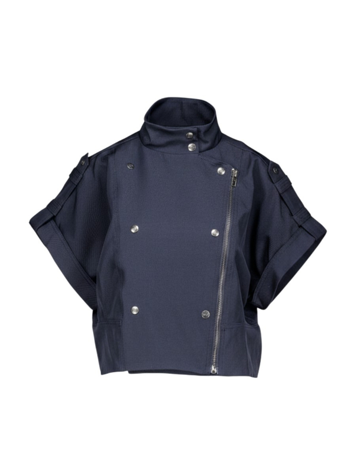 Navy blauwe bikervest met korte mouwen Co'Couture