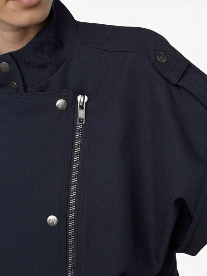 Navy blauwe bikervest met korte mouwen Co'Couture