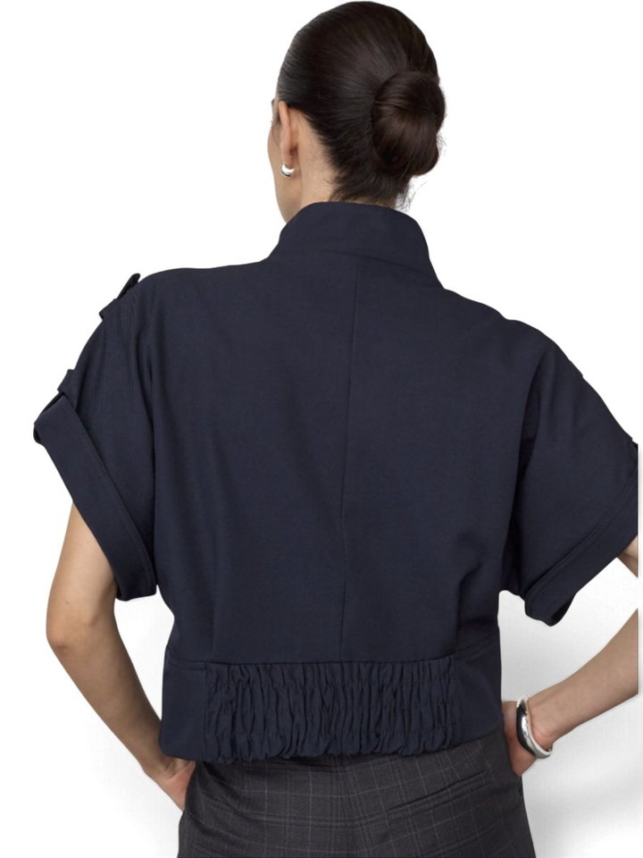 Navy blauwe bikervest met korte mouwen Co'Couture