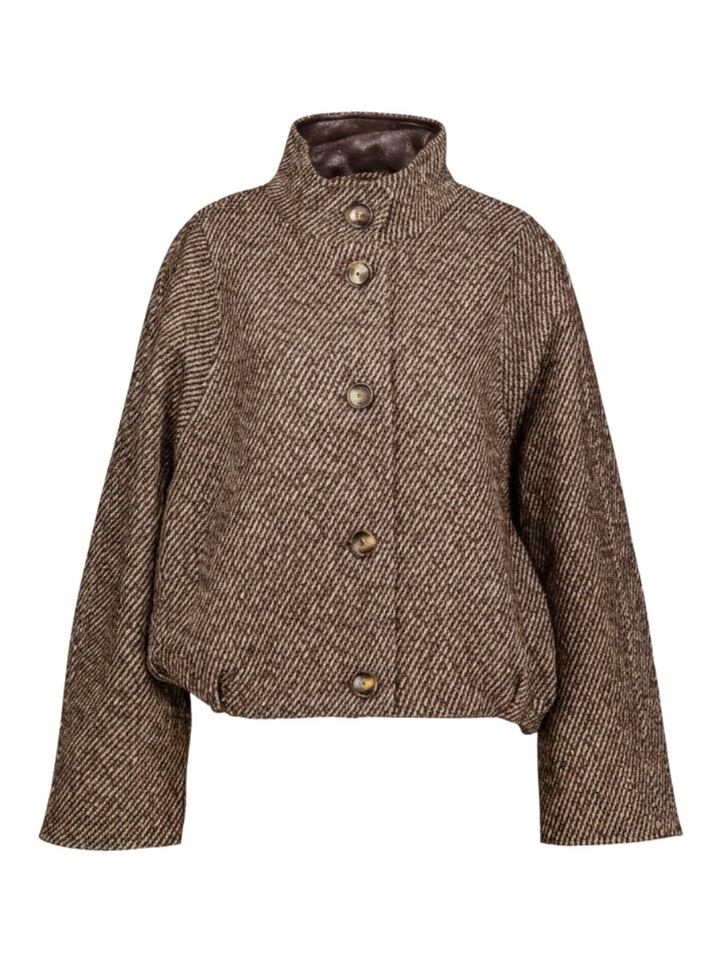 Donkerbruin gebreide bomberjas Co'Couture