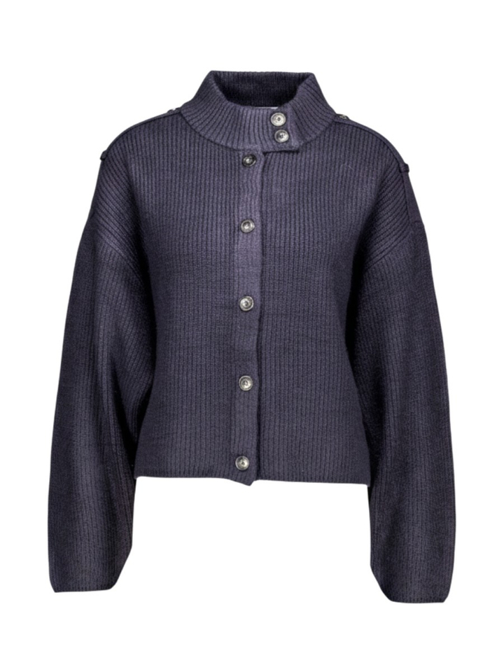 Navy blauwe gebreide cardigan met extra lange mouwen Co'Couture