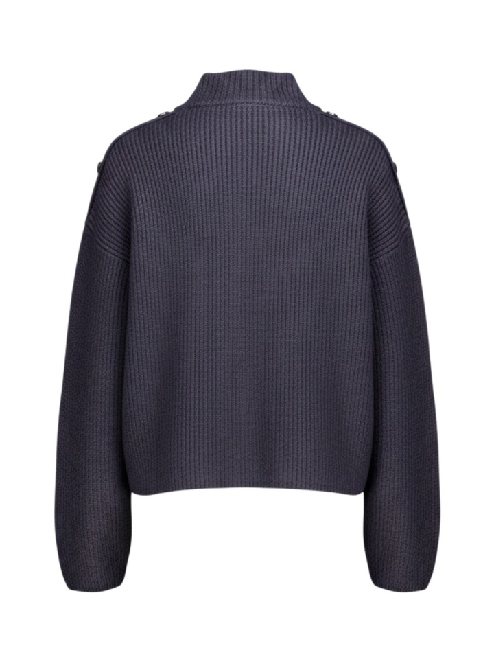 Navy blauwe gebreide cardigan met extra lange mouwen Co'Couture