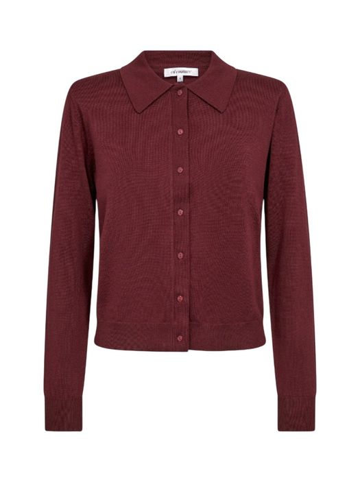Berry red cardigan met epauletten en polokraag Co'Couture