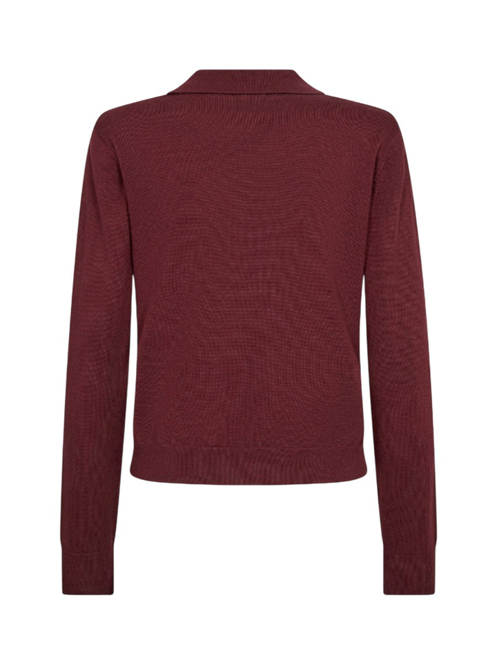 Berry red cardigan met epauletten en polokraag Co'Couture
