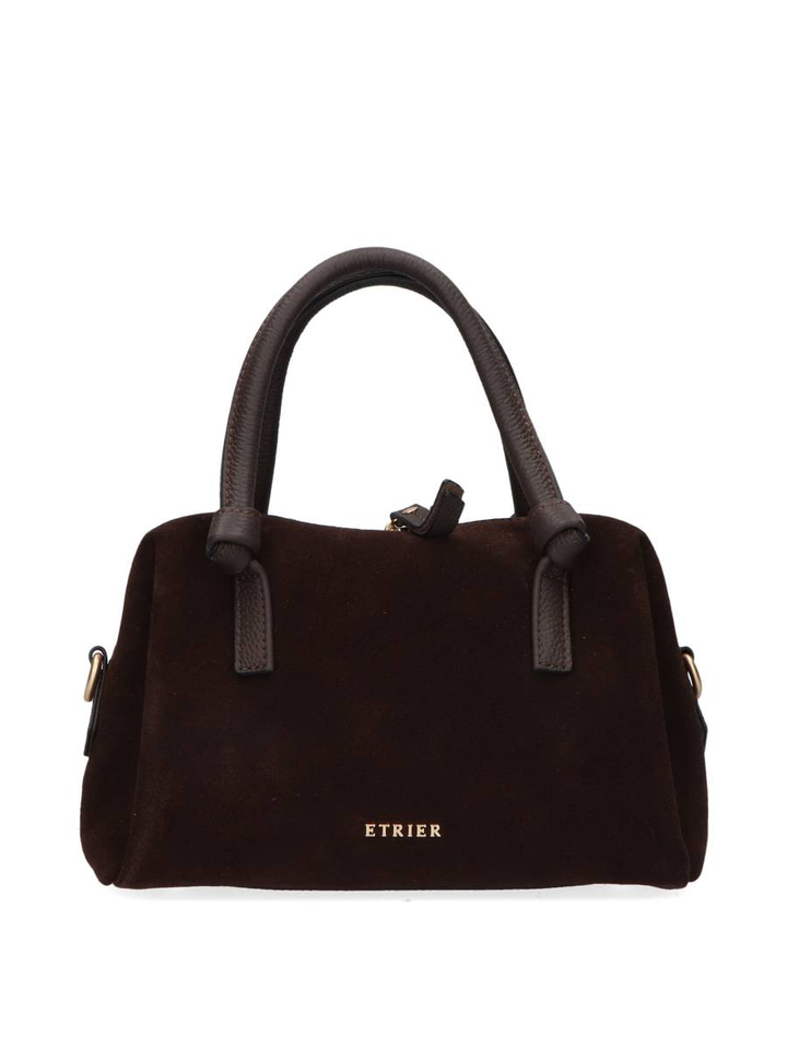 Velours chocolade handtas Etrier