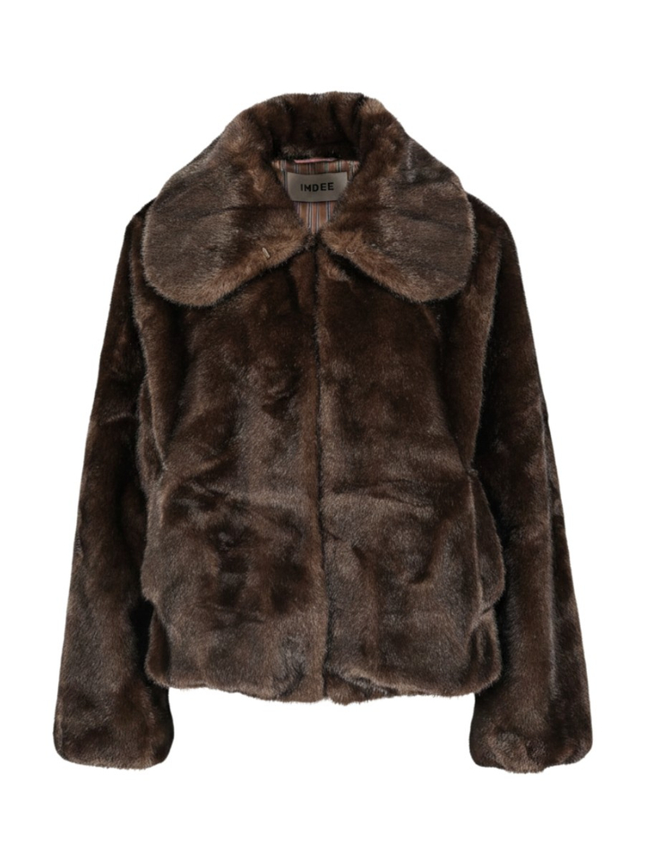 Bruine jas in imitatiebont Weather Indee