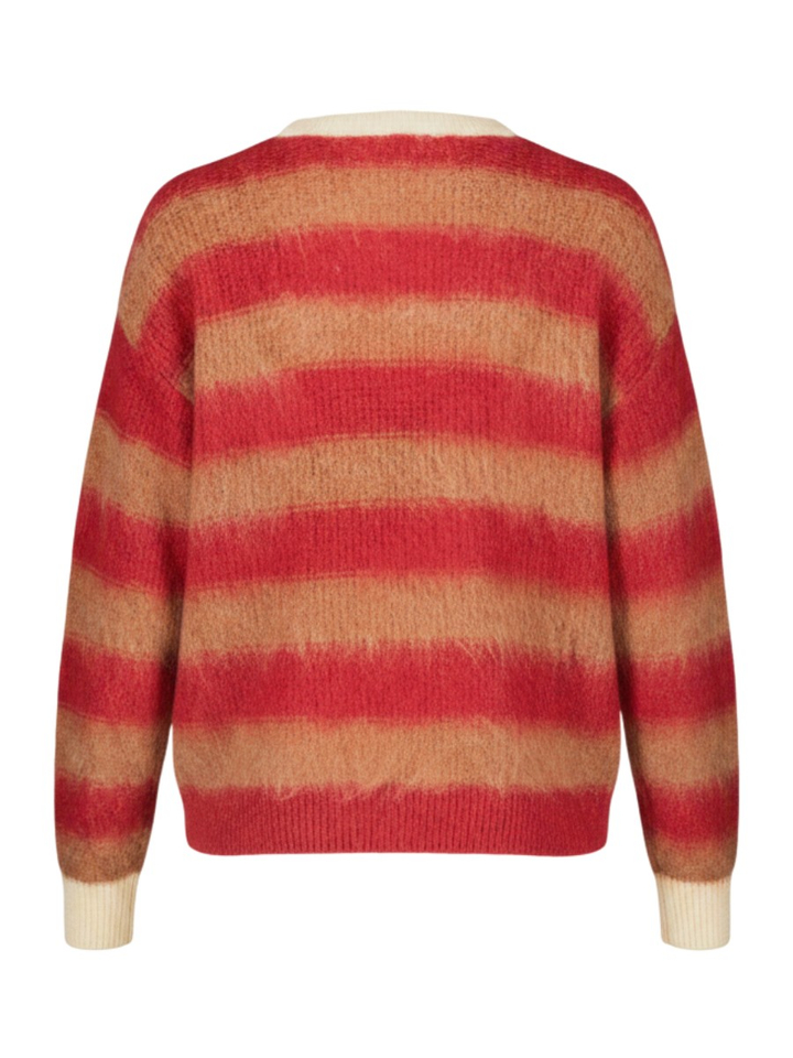 Merlot red gebreide pull met bruine strepen Willow Indee