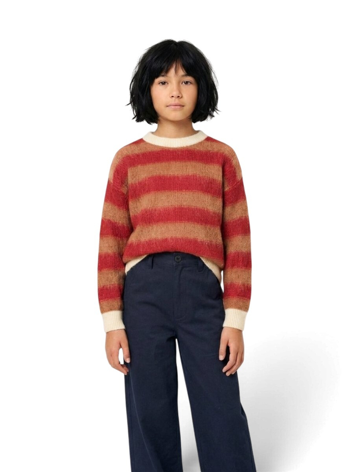 Merlot red gebreide pull met bruine strepen Willow Indee