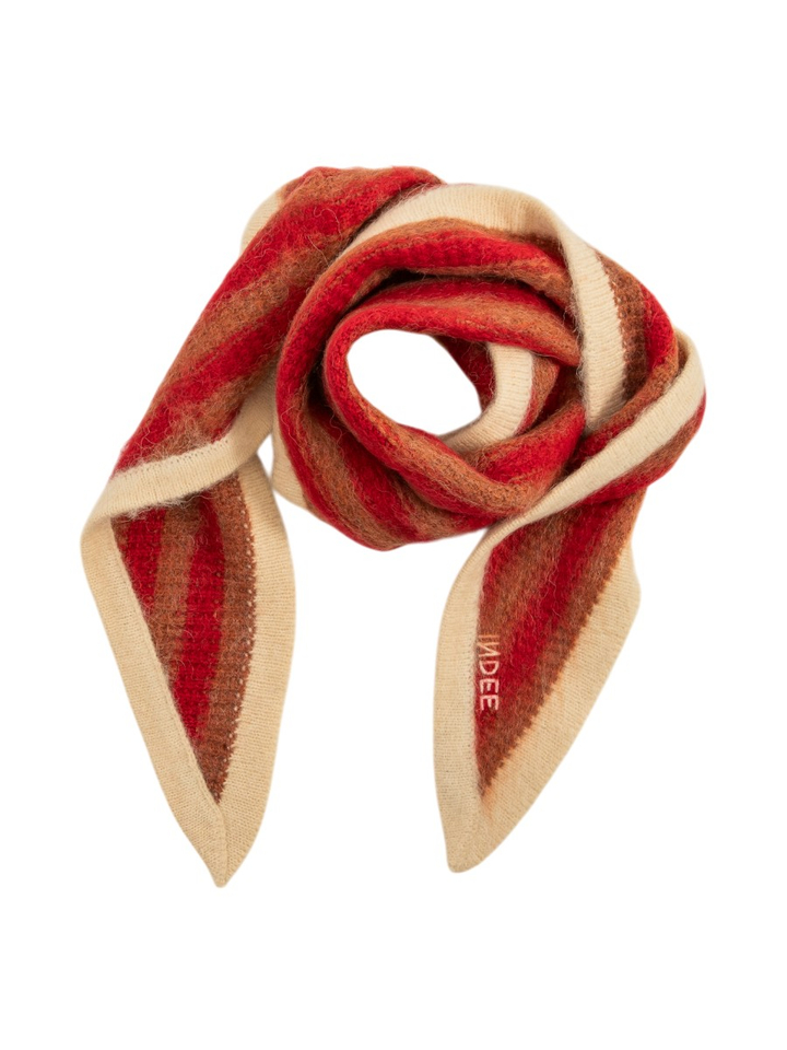 Bordeaux gestreepte sjaal met beige boord