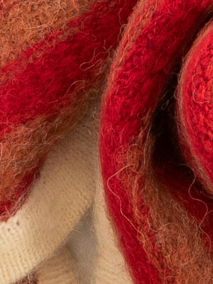 Bordeaux gestreepte sjaal met beige boord