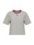 Zwart gestreepte t-shirt met bordeauxrode hals Wallis Indee