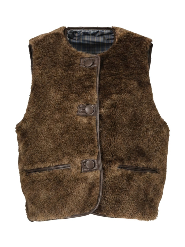 Bruine fluffy bodywarmer Waregem Indee