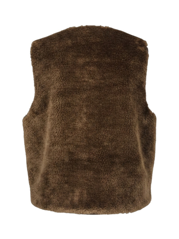 Bruine fluffy bodywarmer Waregem Indee