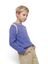 Royal blue gebreide trui met bruin/ecru detail Washington Indee