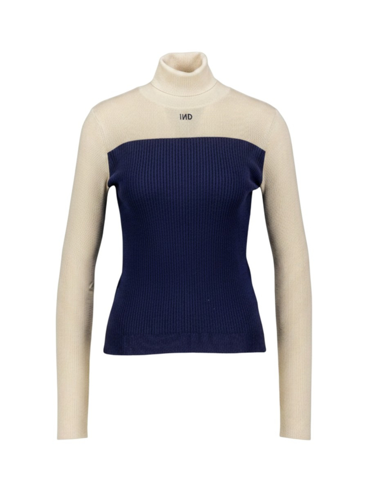 Blauw/beige trui met rolkraag Wapiti Indee
