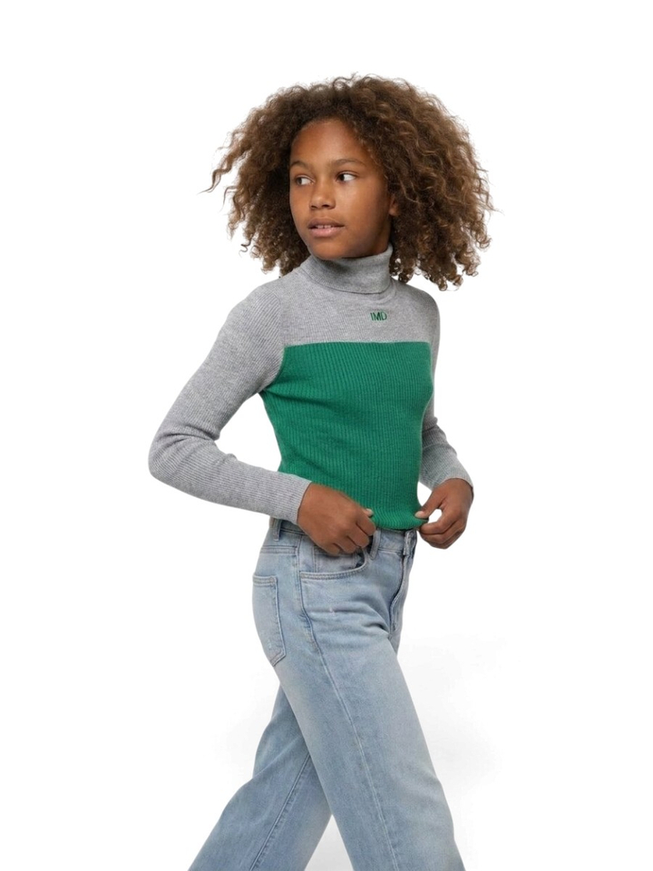 Grijs/groene pull met rolkraag Wapiti Indee 